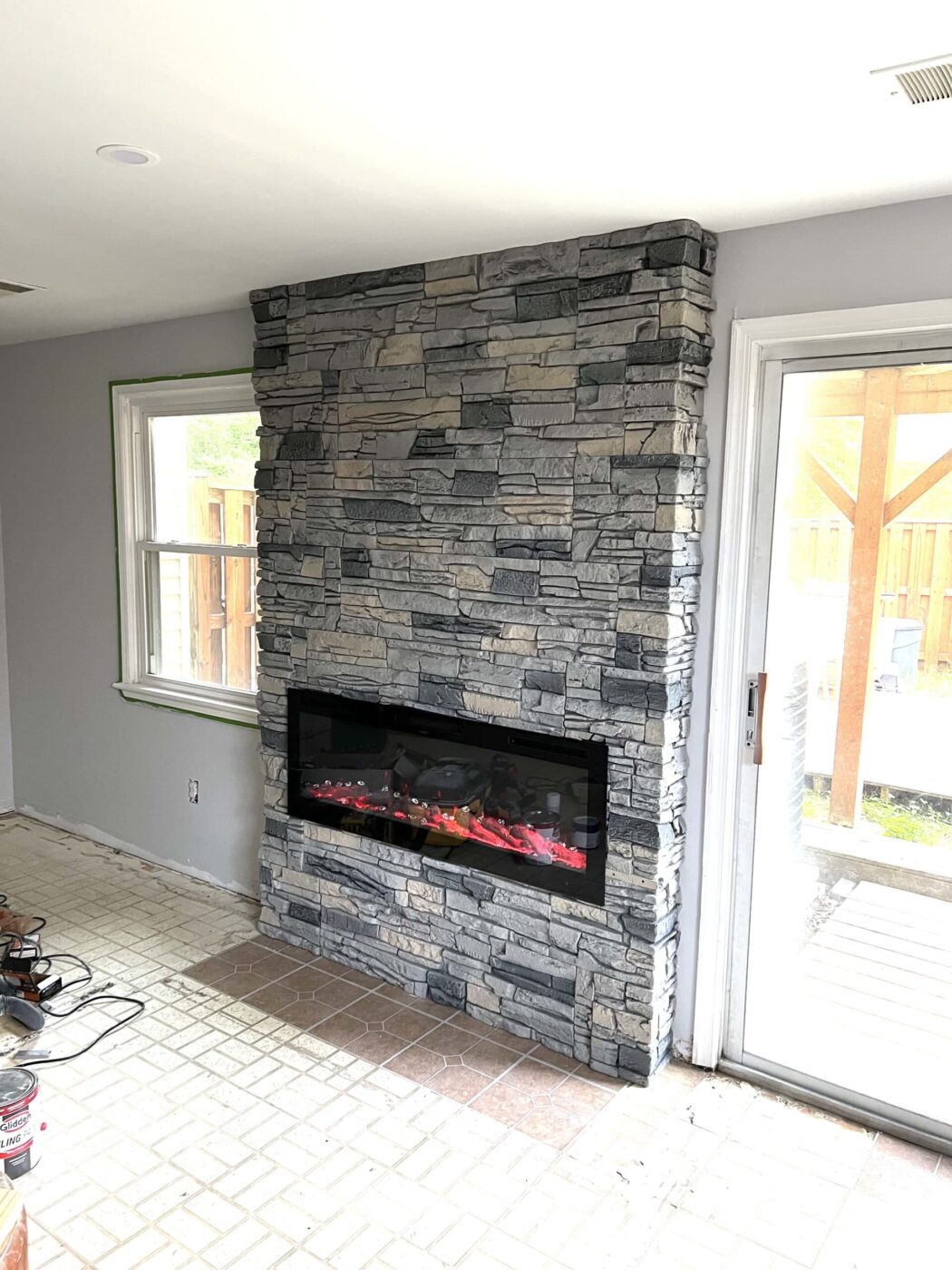 Northern Slate faux stone DIY electric fireplace idea