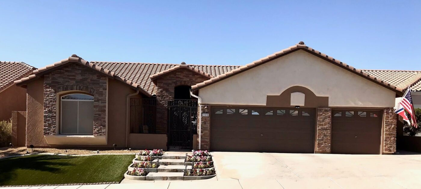 Desert Sunrise faux stone exterior accents