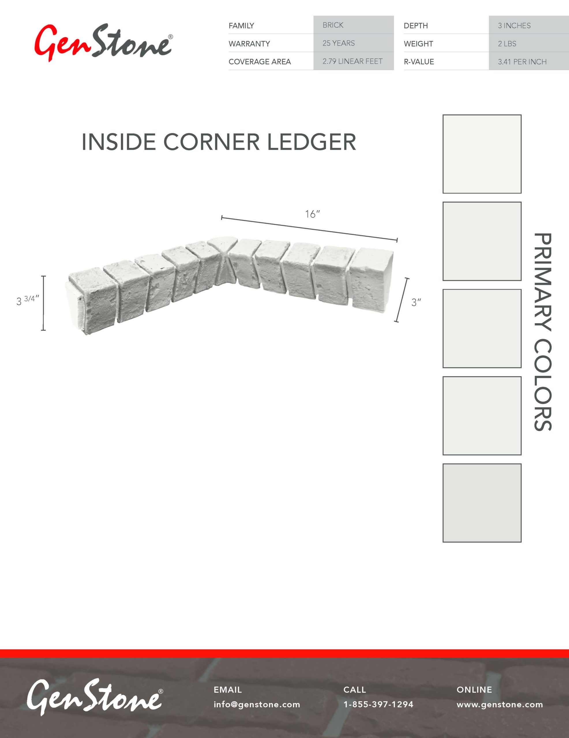 2022 White Brick System - Inside Corner Ledger