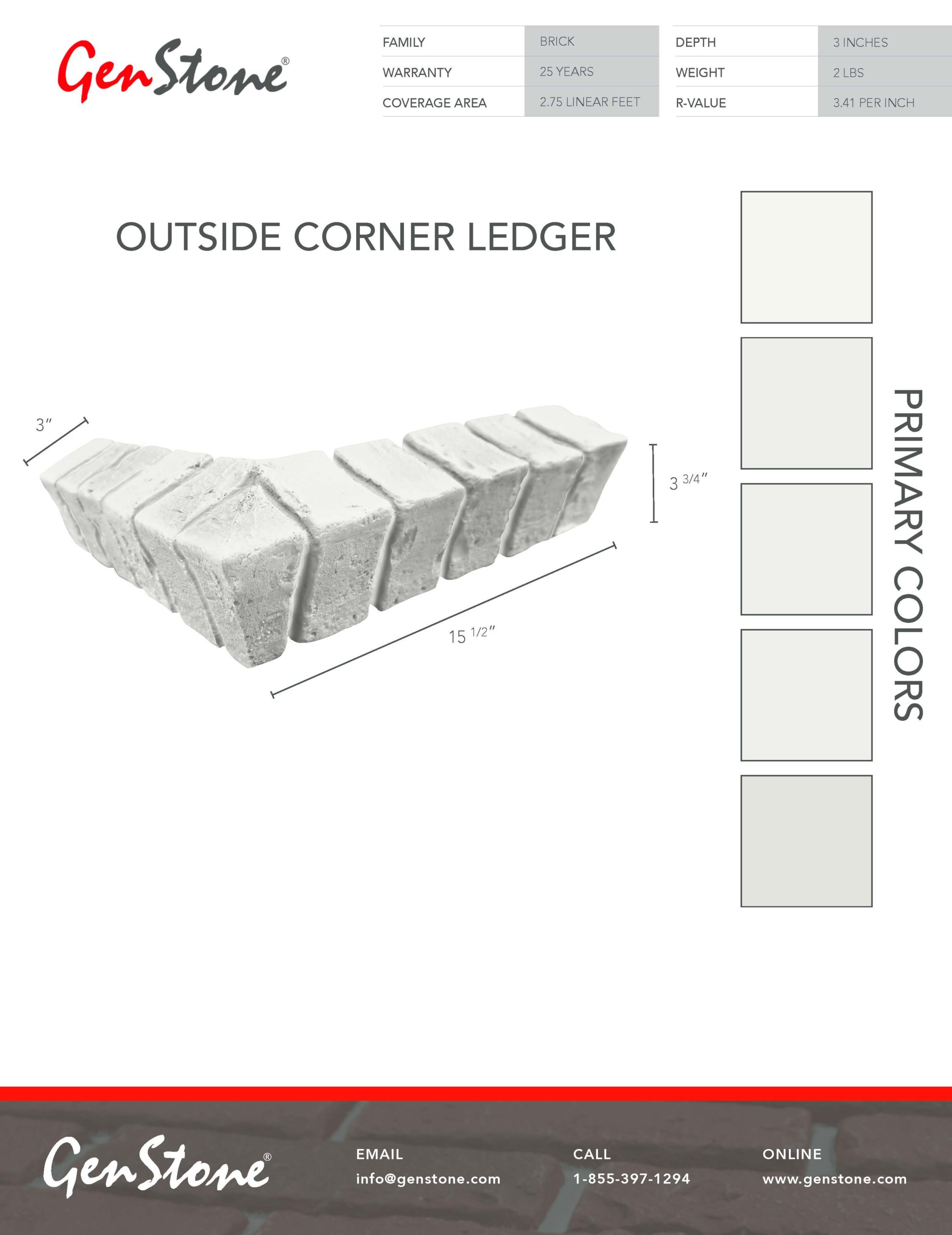 2022 White Brick System - Outside Corner Ledger