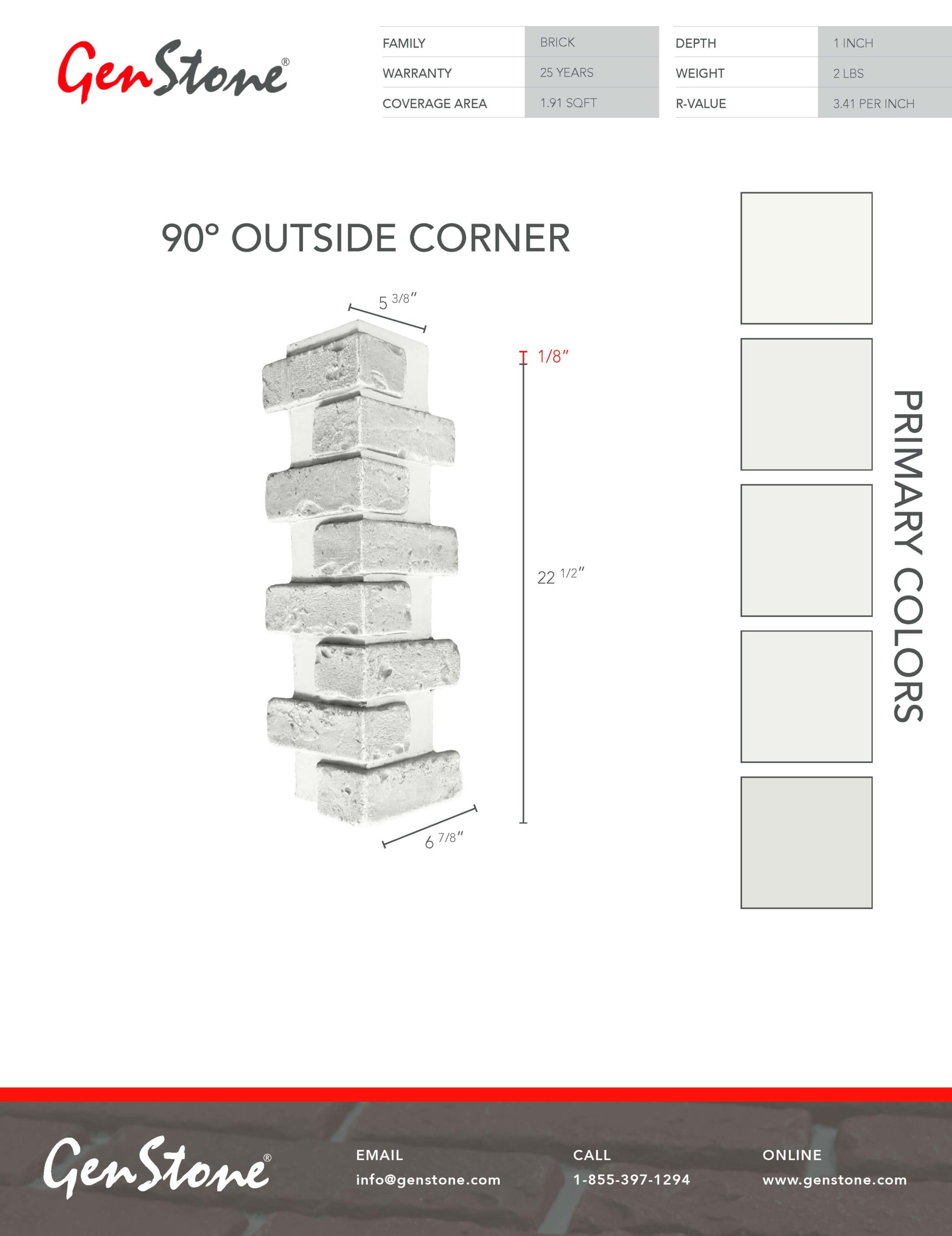 2022 White Brick System - Outside Corner