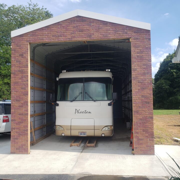 Multi Color Brick Veneer RV Garage