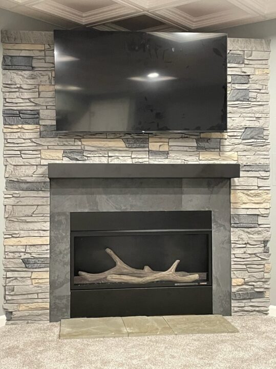 Northern Slate Faux Stone TV Fireplace Wall