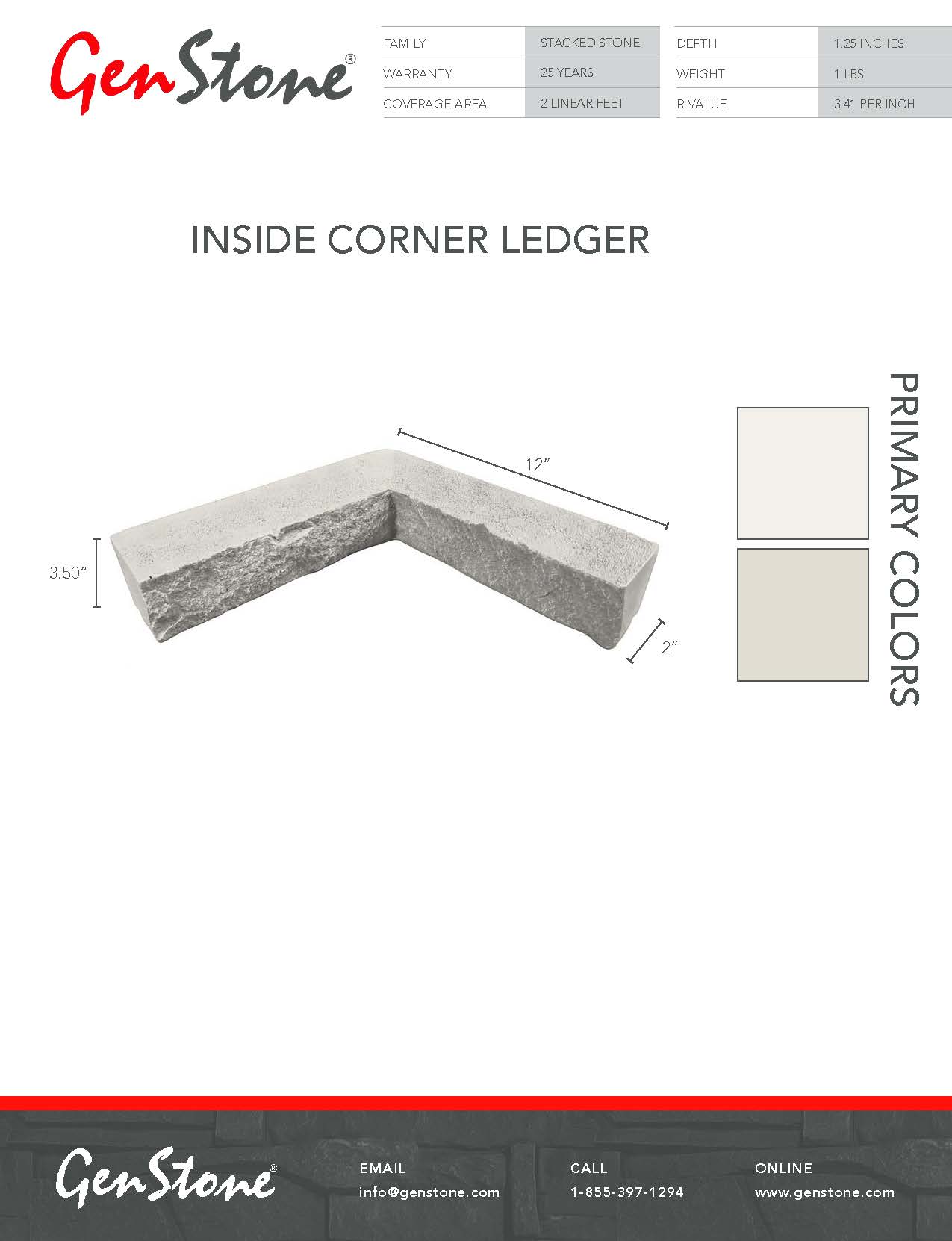 Arctic Smoke Stacked Stone System - Inside Corner Ledger