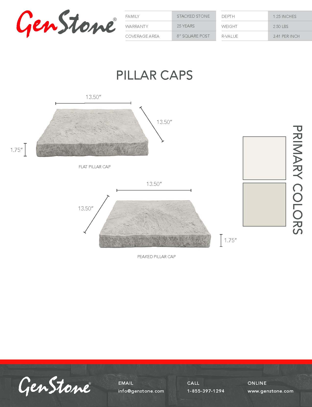Arctic Smoke Stacked Stone System - Pillar Caps