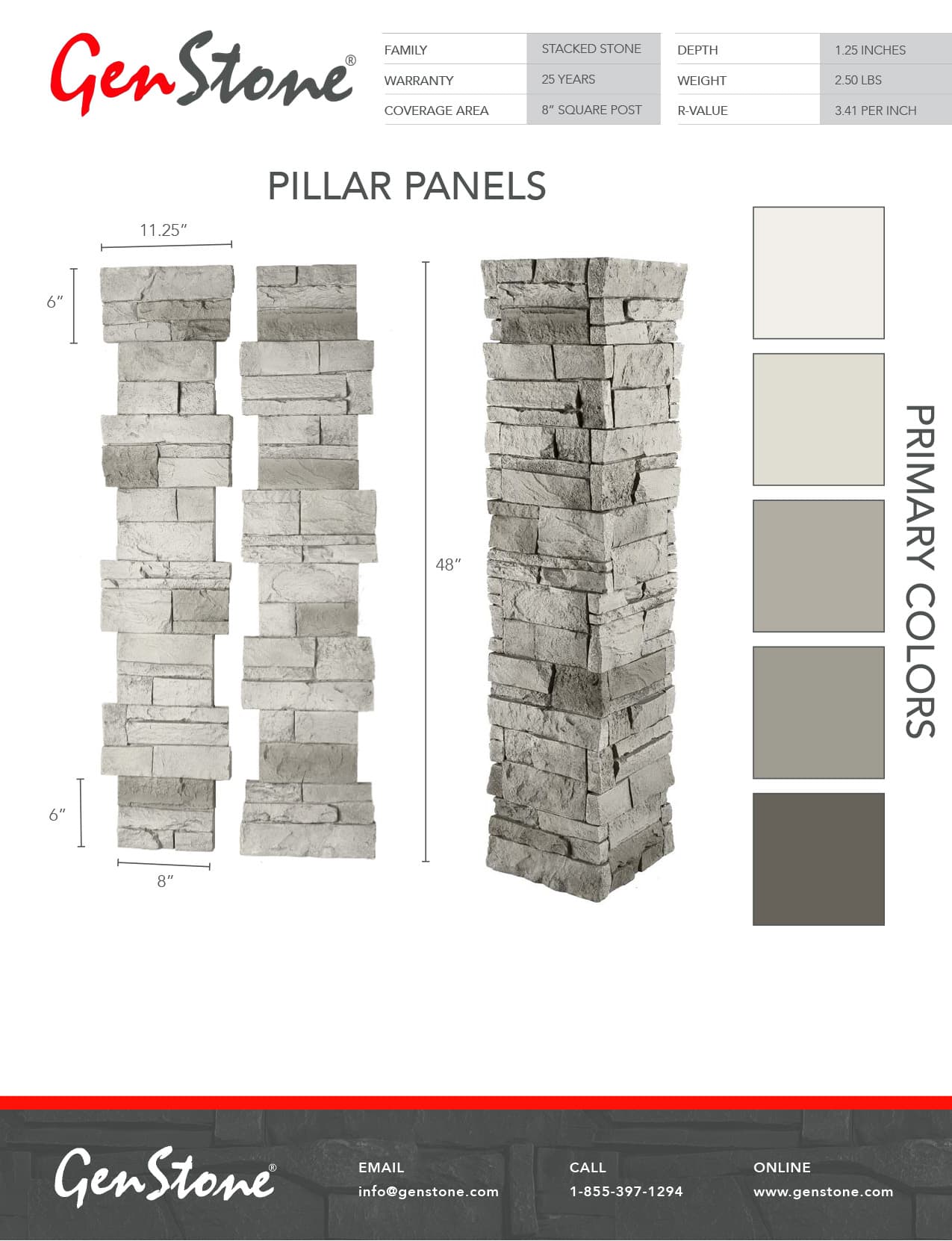 Arctic Smoke Stacked Stone System - Pillar Panels