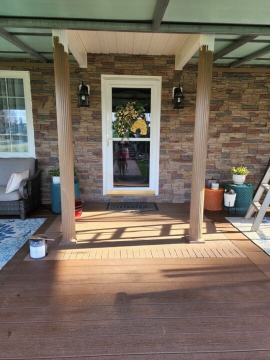 Desert Sunrise Faux Stone Front Door Makeover