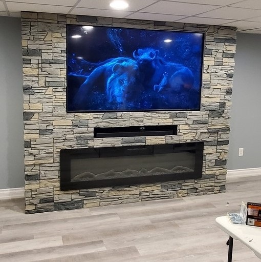 Northern Slate Faux Stone Entertainment Center