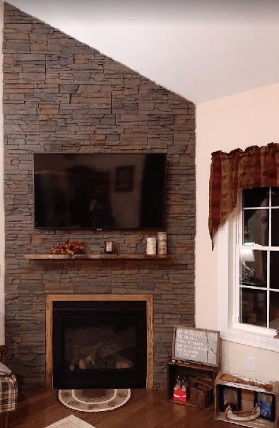 Easy Coffee Faux Stone Fireplace Design