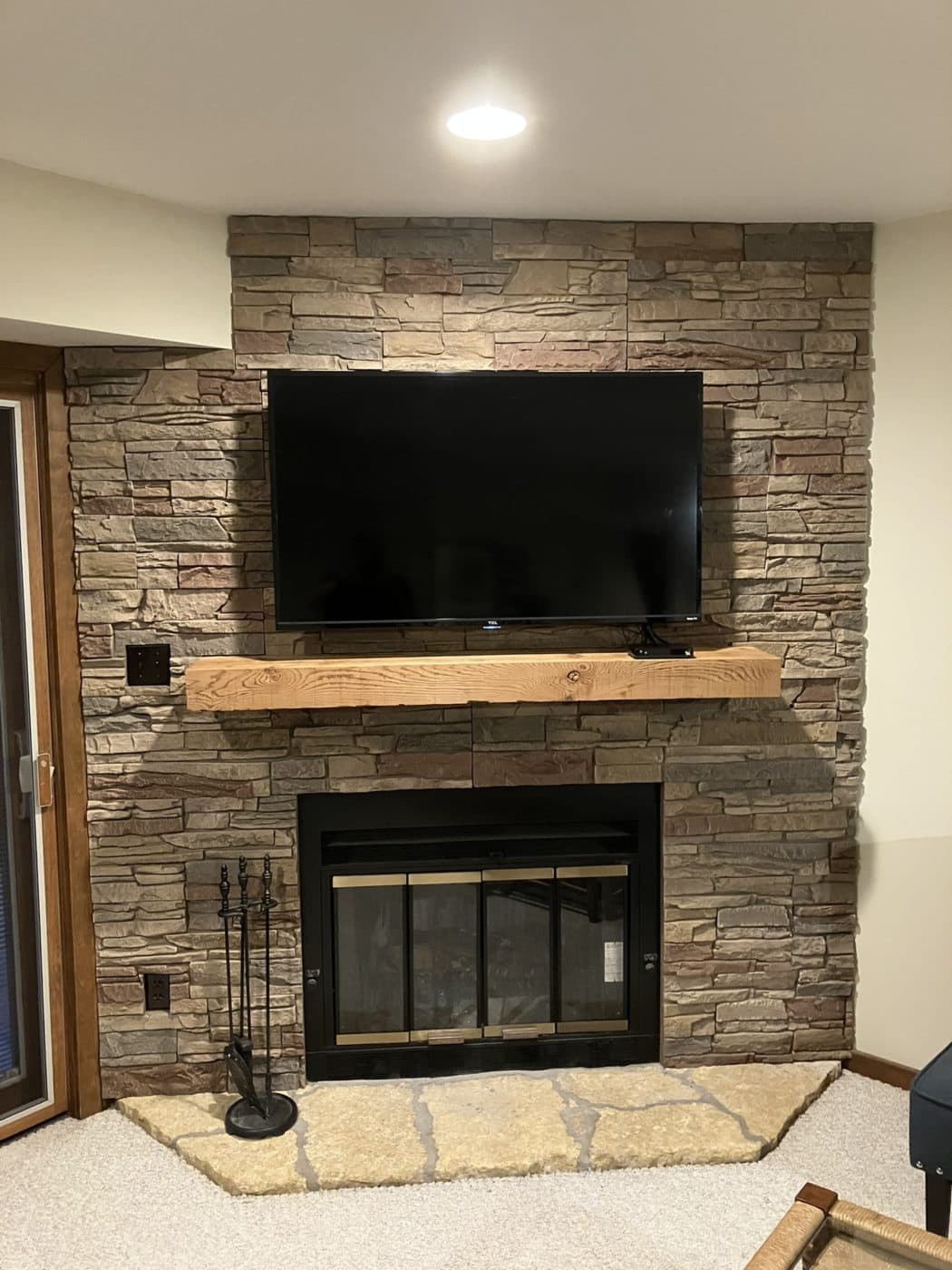 Desert Sunrise Stacked Stone used as a DIY home fireplace surround