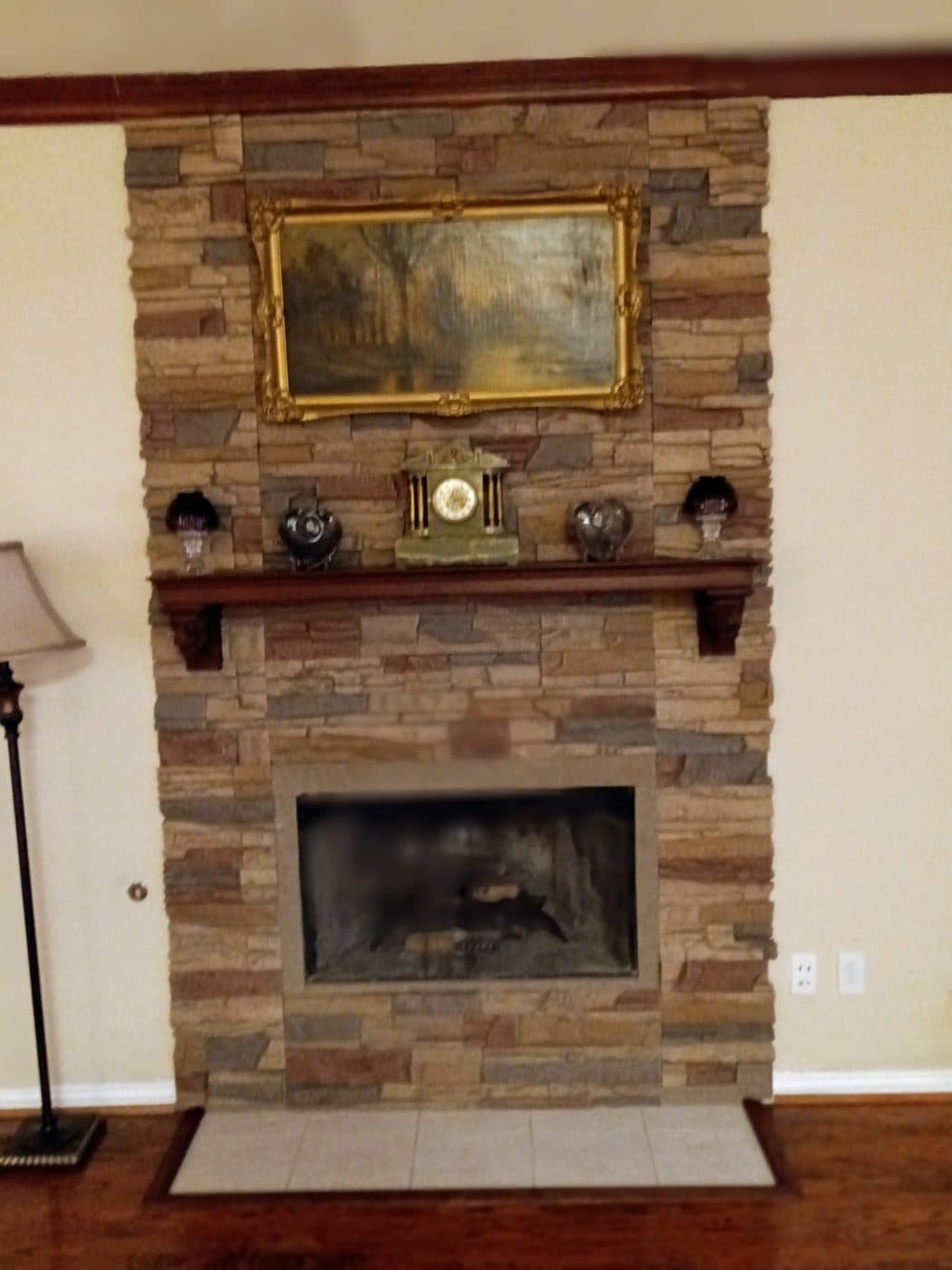 After installing Desert Sunrise Stacked Stone to bring this design idea for a fireplace surround to life.
