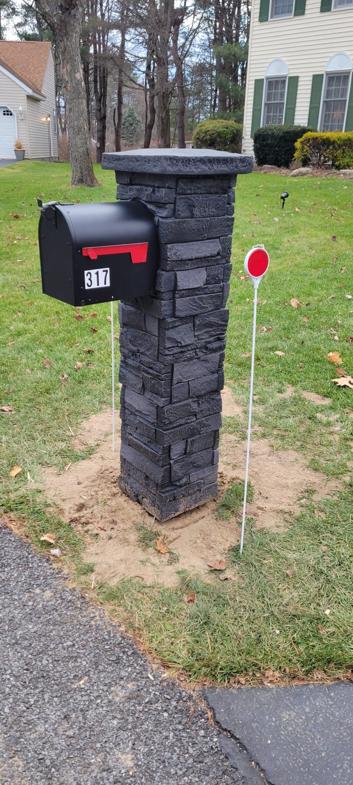 Iron Ore Stone Veneer Mailbox Pillar