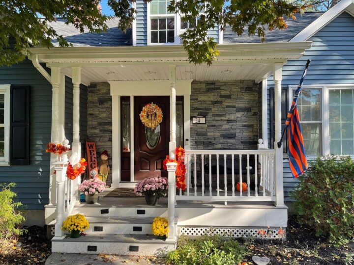 Northern Slate Faux Stone Front Door Idea