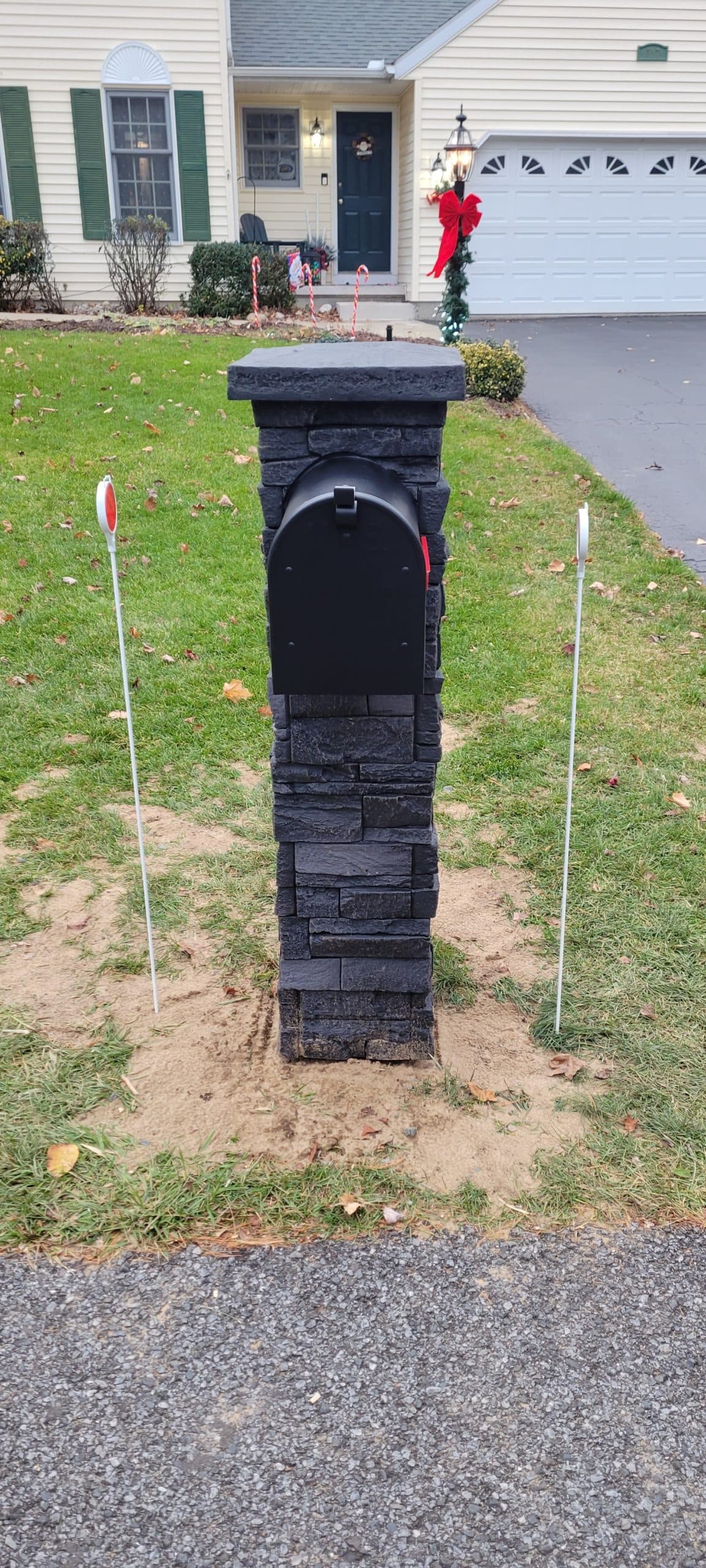 Stone Veneer Mailbox Pillar