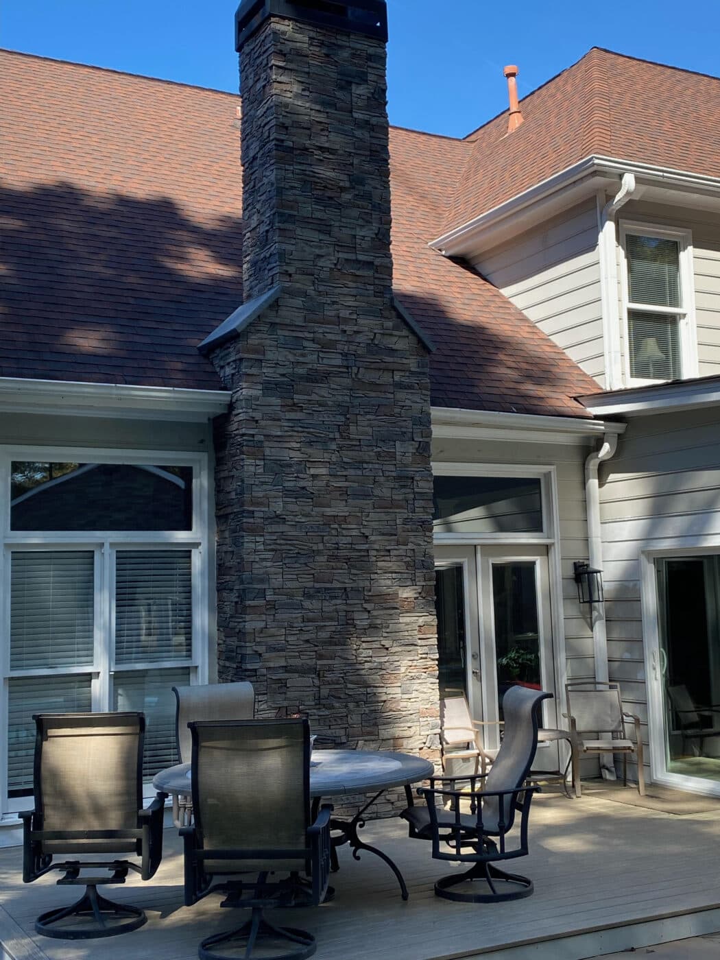 An exterior chimney project using our Kenai faux stone.