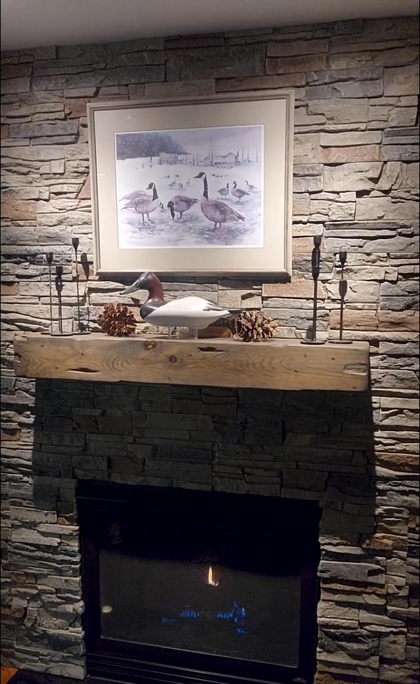 DIY Kenai Stone Veneer Corner Fireplace
