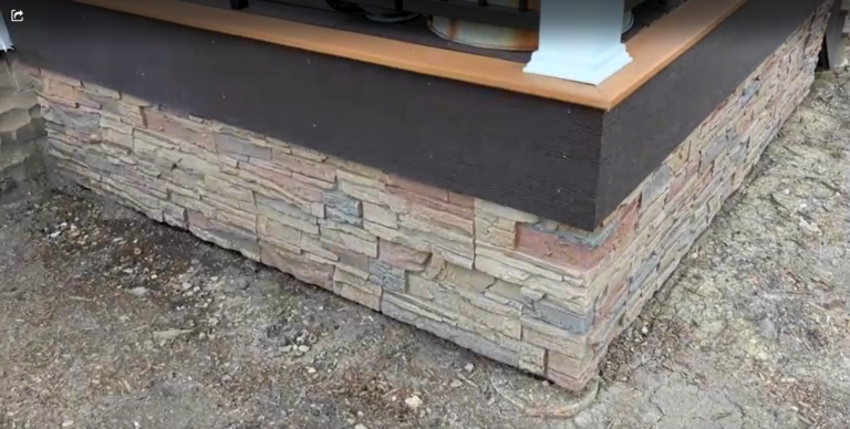 A DIY deck skirting project using our Desert Sunrise faux stone.