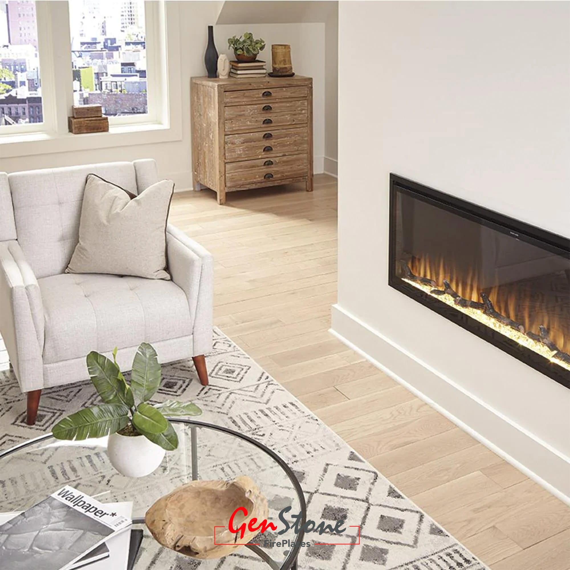 Bradford 50" Panoramic+ Electric Fireplace GenStone