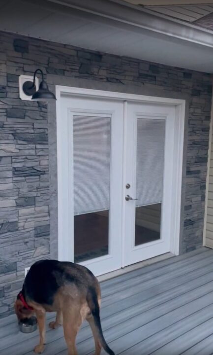 A DIY patio accent wall project that used Northern Slate Stacked Stone panels.