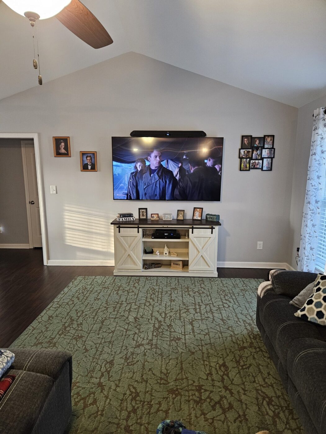 Before the installation of an asymmetrical fireplace surround using GenStone's Northern Slate Faux Stone panels.