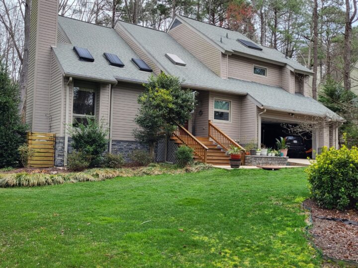 A DIY foundation cover up project idea using GenStone's Northern Slate Stacked Stone panels.