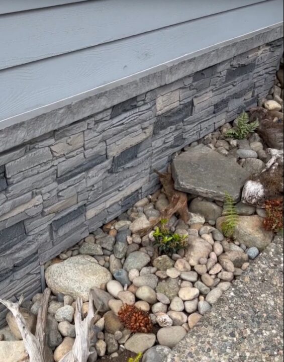 MyGenStoneDIY: A DIY garage skirting project made using GenStone's Northern Slate Stacked Stone panels.