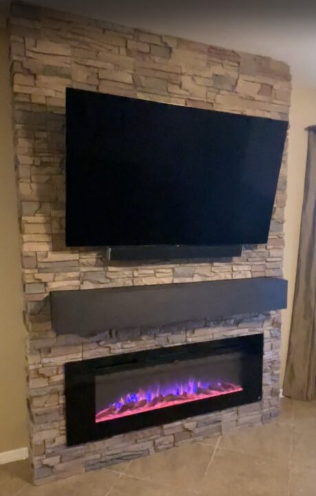 MyGenStoneDIY: A DIY electric fireplace surround project that uses GenStone's Desert Sunrise Stone Veneer panels.