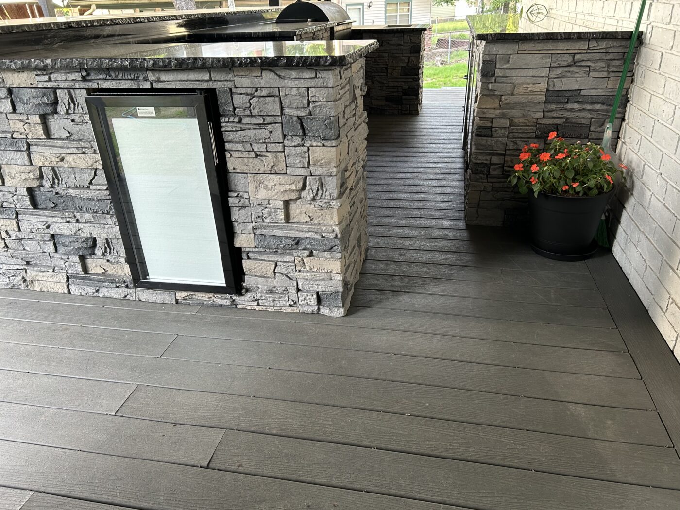 Chris used GenStone's Northern Slate Stacked Stone panels to create a beautiful outdoor kitchen.