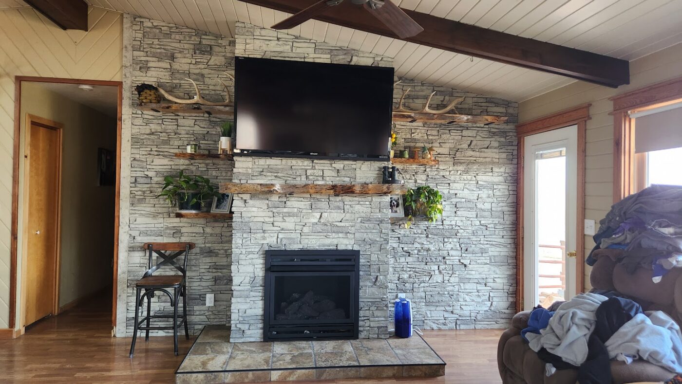 Jeremy used GenStone to complete this imitation slate fireplace project.