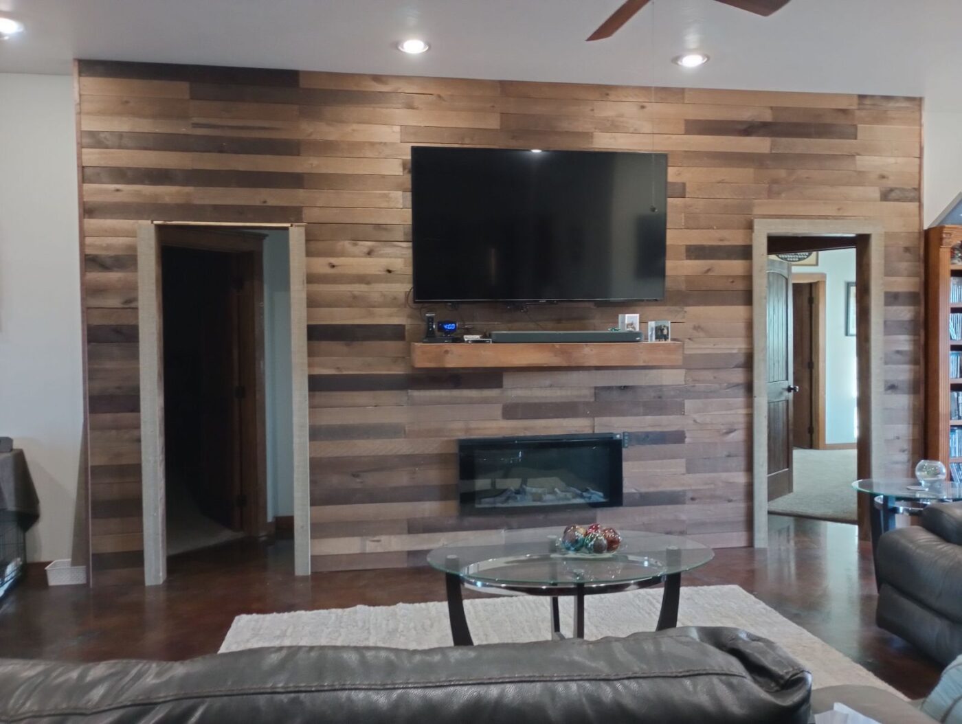 Before Madge created a gray stone accent wall by with GenStone's Northern Slate.