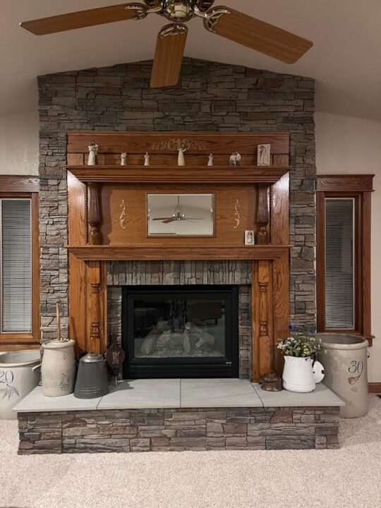 Jeana’s Kenai Faux Stone Fireplace