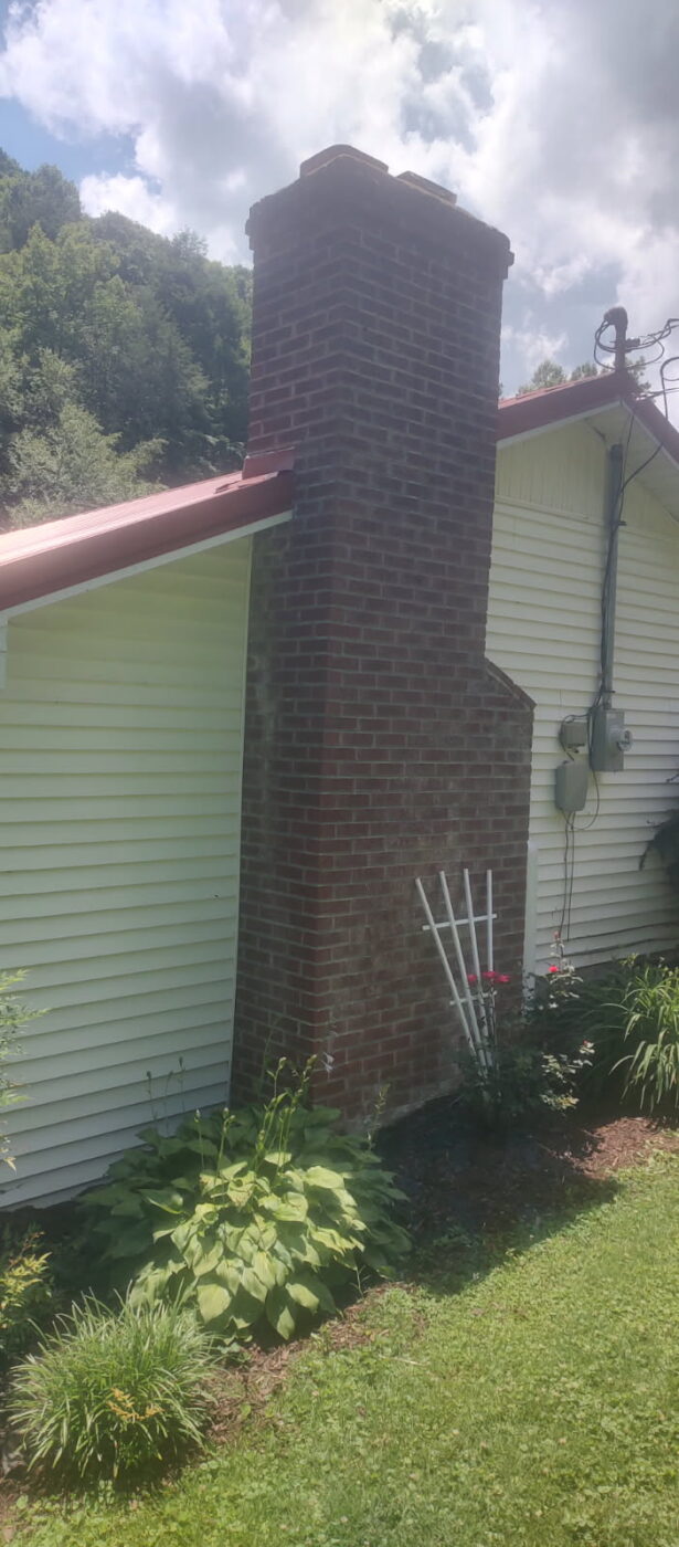Stephen's chimney before adding GenStone's Desert Sunrise Stacked Stone panels to it.