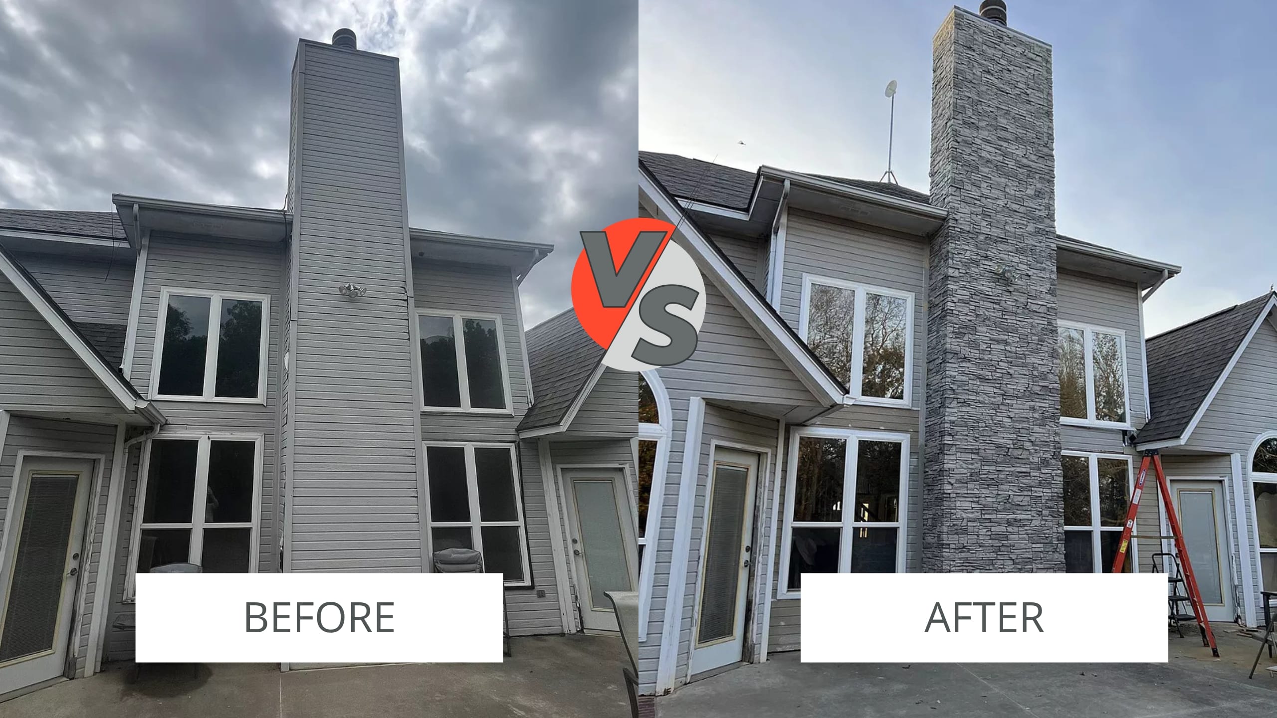 Exterior Chimney Makeover Before and After