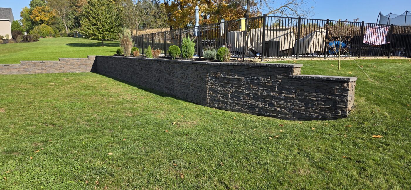 Coffee stacked stone retaining wall